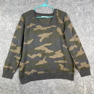 Stitches And Stripe Womens Pullover Sweatshirt Sweater Green Camo Print Casual L